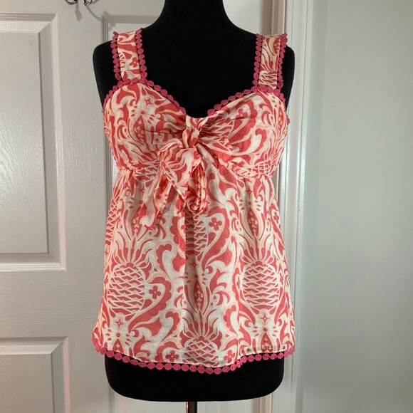 Kate Spade Pineapple Print Silk Linen Top Size 4 - Picture 9 of 9